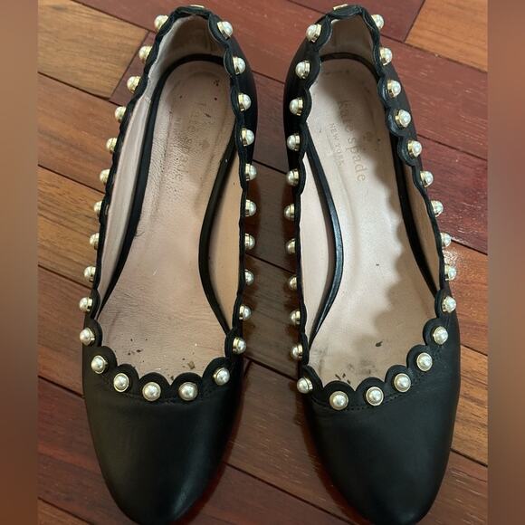 Kate Spade Maeve Black Pearl Studded Pumps Block Heels Twee Feminine Princess - Picture 2 of 10